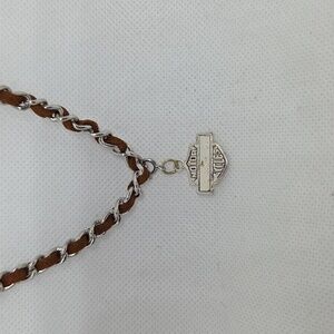 Leather & Silver Motorcyle Pendant Necklace